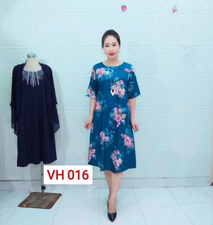 Đầm suông trung niên VH016 thiết kế fom che bụng sang chảnh chất ...