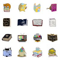 【CW】 Cartoon Dog Reading Book Brooch TV Astronaut Cup Pin Badge Woman Jewelry Kid