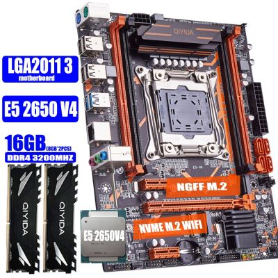 QIYIDA X99 Motherboard Combo Xeon kit E5 2650 V4 CPU LGA 2011-3 DDR4 2*8GB 3200MHz RAM Memory NVME M.2 WiFi Four Channel E5 H9