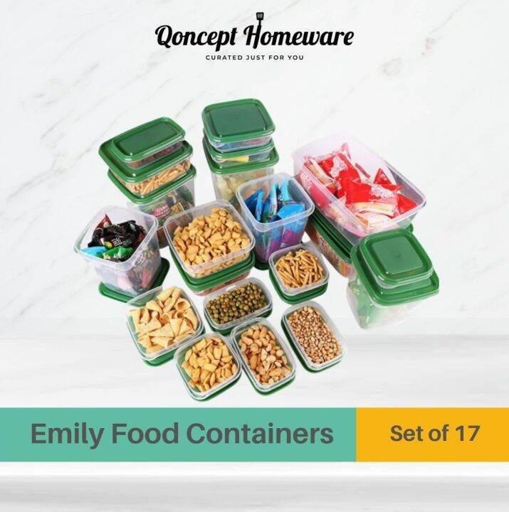 QONCEPT HOMEWARE Kitchen Essentials Emily Food Storage Containers 17pcs