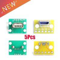 5Pcs Vertical USB MiCroUSB Micro USB 2.0 Female Head A Connector 2.54mm PCB Converter Adapter Breakout Board 180 Degree Vertical