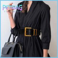 Petitbag เข็มขัดกว้างหนังวินเทจสำหรับผู้หญิง,เข็มขัดเข็มขัดรัดเอวพินคู่เข็มขัดชุดเดรส