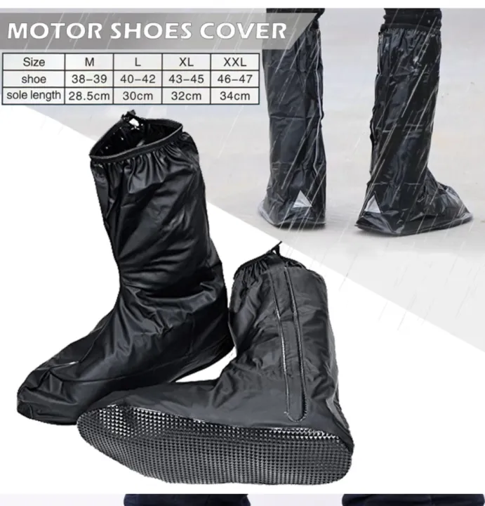 Waterproof Shoes Cover with Reflector Rain Boots Black Reusable Cover Gear for Motorcycle