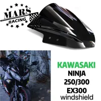 กระจกหน้ารถมอเตอร์ไซค์กระจกบังลมหน้าฟองน้ำสองชั้นกระจกหน้าสำหรับ KAWASAKI NINJA250 NINJA300 300R อดีต2013 2014 2015 2016 2017