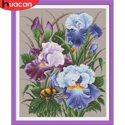 ☃❅ HUACAN DIY Cross Stitch Embroidery Flowers Cotton Thread Painting Kits Needlework 14CT Home Decoration