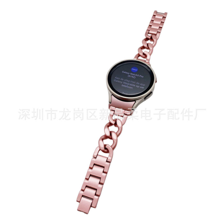 เหมาะสำหรับ-galaxy-watch4-สายนาฬิกาข้อมือยีนส์แถวเดียว-samsung-watch-5-สายรัดโซ่ยีนส์โลหะ