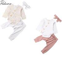 2019 Baby Spring Autumn Clothing Toddler Baby Girls Boys Flower Tops Ribbed Bodysuit Pants 3Pcs Sets Solid Outfits Clothes 0-18M  by Hs2023