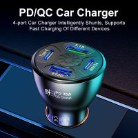 【CW】Car USB Charger 3.1A 20W 4พอร์ต Quick Charge 3.0 Universal Fast Charging สำหรับ 13 Pro Samsung Car ปลั๊กอะแดปเตอร์