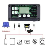 100A 80A 60A 30A 10A Solar Charge MPPT Controller 12V/24V/50V Solar Panel Charging Regulator With Dual USB With Auto Display Wires Leads Adapters