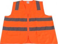 เสื้อจราจรผ้าแฟบริค(มีกระเป๋า) รุ่น OR-6666PK สีส้ม แถบสีเงิน Fabric Safety Vest Mod. OR-6666PK YAMADA