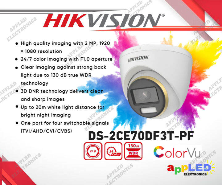 Hikvision DS-2CE70DF3T-PF 2MP Turret Color Vu (24/7 Full Color Imaging ...