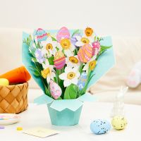 3D Pop Up Flower Greeting Wedding Card Mothers Day Easter Postcards Easter Egg Life Sized Bouquet