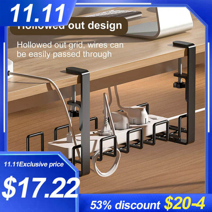 Under Table Storage Rack Cable Management Tray Under Desk Socket Holder