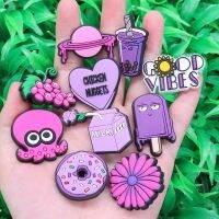 Hot Sales 1-10Pcs Purple Grape Donut Shoes Accessories Strawberry Duck Kids Garden Sandals Shoe Buckle Decorations Fit Croc Jibz