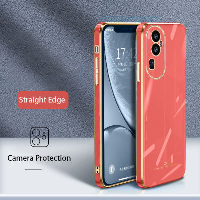 OPPO Reno 10 10Pro 10 Pro + Plus 5G เคสโทรศัพท์ใหม่หรูหราขอบตรงด้วยไฟฟ้าเคสป้องกันกล้องกันกระแทกฝาหลังสิ่งสกปรก