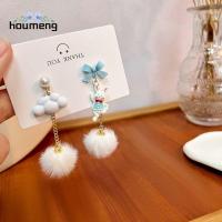 HOUMENG สำหรับผู้หญิง ของขวัญสำหรับเด็กผู้หญิง แมวแมวแมว โบว์น๊อต ปีใหม่กระต่าย อุปกรณ์เครื่องประดับอัญมณี ที่เกี่ยวหูปีใหม่ ต่างหูแบบห้อย ต่างหูรูปกระต่าย ต่างหูห้อยกำมะหยี่