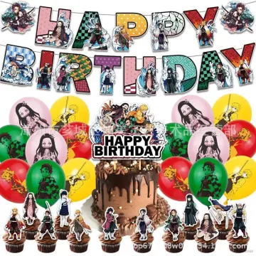 Anime Party Decorations Manga Theme Supplies 18 Colorful Balloons 1 Happy  Birthday Banner 1 Big cake inserted card 24 Pack Cake Toppers 6 Hanging  Swirl Streamers for Fans Boys Girls Gift 