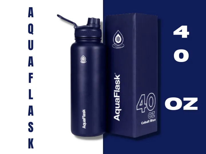 AQUAFLASK 40 OZ COBALT BLUE WATTER BOTTLE VACCUM FLASK 12 HRS HOT 24
