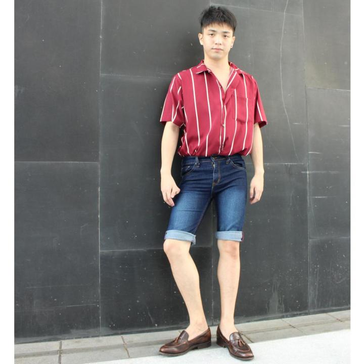 golden-zebra-jeans-กางเกงยีนส์ชายขาสั้นสไตล์เกาหลีฟอกด่าง-เเฟชั่นคลายร้อน-sizeเอว28-36