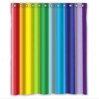 ✤ Fresh Simple Abstract Colorful Rainbow Stripes Design Custom 100 Polyester Waterproof Shower Curtain 66 x 72