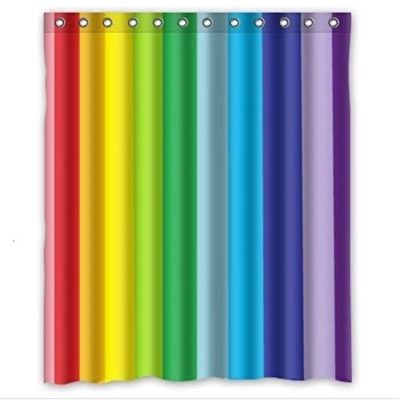 ✤ Fresh Simple Abstract Colorful Rainbow Stripes Design Custom 100 Polyester Waterproof Shower Curtain 66 x 72