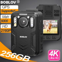 Boblov B4K2 with GPS สวมใส่ได้กล้องดิจิตอลตำรวจพกพาได กล้องติดหน้าอก กล้องติดหน้าอก Body Mini Action Camera 4K Ultra HD 2160P 128GB Night Version 6000Mah 16H Recording DVR Recorder BodyCam