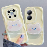 ใหม่ เคส Phone Case VIVO Y27 Y78 5G 4G เคส INS แฟชั่นเรียบง่ายป้องกันการตกเลนส์เคสโทรศัพท์รูปแบบครีมป้องกันปกอ่อนน่ารักที่ตั้งรูปหมี เคสโทรศัพท Cover 2023