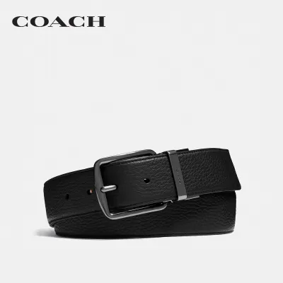 COACH เข็มขัดผู้ชายรุ่น Harness Buckle Cut-To-Size Reversible Belt, 38Mm สีน้ำตาล 64099 BK/MA42