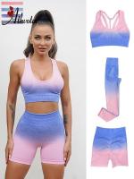 ATHVOTAR 1/2 Pieces Yoga Set Seamless Gradient Gym Set Crop Top Bra Shorts Leggings Sport Suit Workout Outfit Fitness Wear Protective Gear