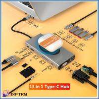 JXFTKM อะลูมิเนียมอัลลอยด์ ตัวแยกสัญญาณ เครื่องอ่านการ์ด แท่นวางอุปกรณ์ ฮับ USB Type-C การชาร์จแบบไร้สาย 4K HDMI VGA