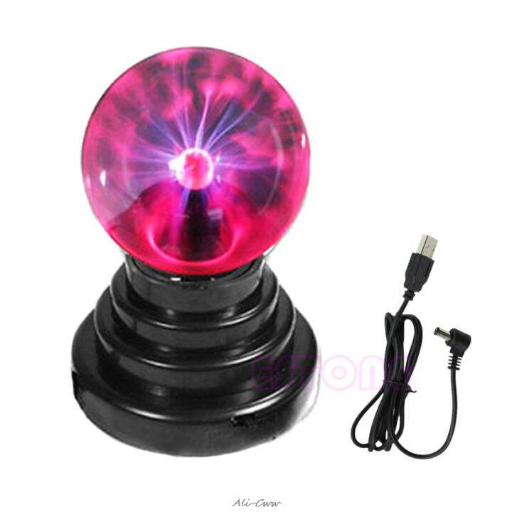 New USB Magic Black Base Glass Plasma Ball Sphere Lightning Party Lamp ...