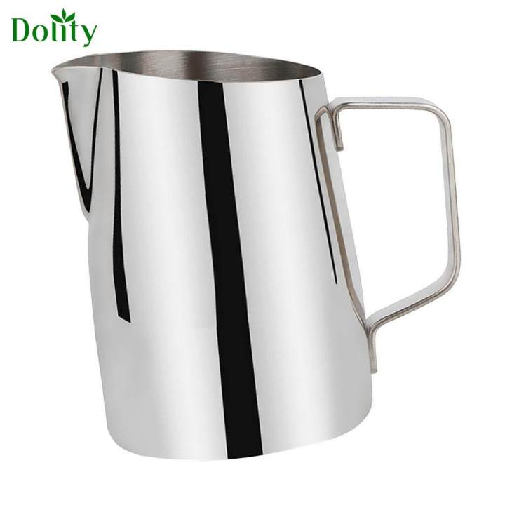Dolity Stainless Steel Frothing Coffee Milk Pitcher Jug Oblique Mouth ...