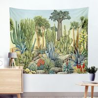 【YF】 Green Cactus  Wall Hanging Tapestry Bohemian 200x150cm Cover Beach Towel Blanket Picnic Yoga Mat Home Decoration Textiles