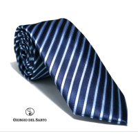 Giorgio Del Sarto Necktie Blue with Blue Stripe Fabric Texture เนคไทสีน้ำเงินลายพื้นมีเท็กเจอร์