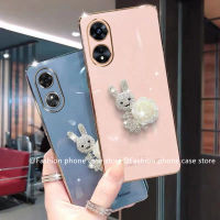 Phone Case เคส OPPO A38 4G หลากสีเคสโทรศัพท์หรูหราสีขาวสง่างามสีคาเมลเลียมันวาวลายกระต่าย OPPOA38 4G 2023