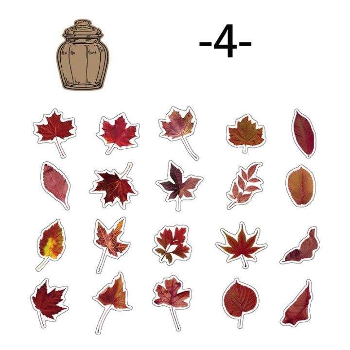 Mr. Paper Style 4 Vintage Leaf PET Sticker Creative Plant Bottle Maple Leaf Hand Account Material Decorative Stationery Sticker