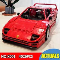 F40ซูเปอร์สปอร์ตสีแดง X001ทางเทคนิคเข้ากันได้ MOC-140629รถบล็อกตัวต่ออิฐเกมปริศนาเพื่อการศึกษาของเล่นของขวัญวันเกิด