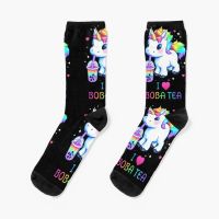 I Love Boba Tea Unicorn Socks ถุงเท้าขี่จักรยานหญิง