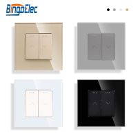 Bingoelec Push Curtain Switch Crystal Glass Panel Blind Switch EU Standard Roller Shutter Switch AC 240 V