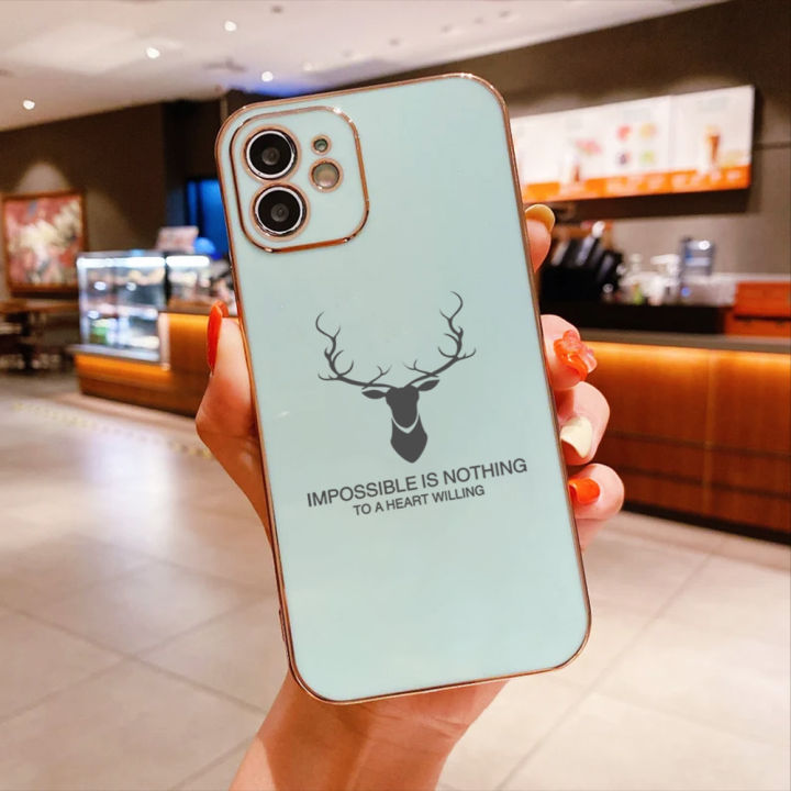 serpens-สำหรับ-oppo-a59-f1s-ฟรีสายคล้องการ์ตูน-elk-deer-ที่ใช้ตกแต่งภายนอกกวางเรนเดียร์ขอบสี่เหลี่ยมชุบเคสโทรศัพท์ชุบหรูหราเคสโทรศัพท์นิ่ม