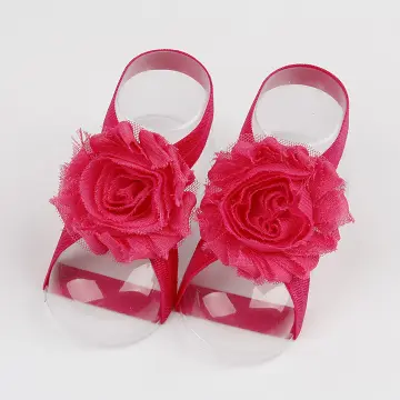 Amazon.com: Baby Girl Foot Flower Shoes Barefoot Sandals Pearl Chiffon :  Everything Else