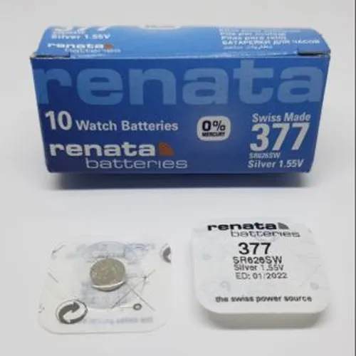 ♕Renata 377 ถ่านกระดุม SR626SW Silver 1.55V จำหน่ายยกกล่อง มี 10เม็ด ...