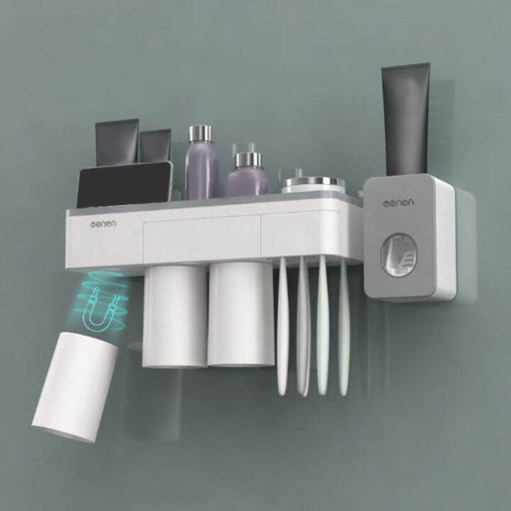 wall-mounted-punch-free-with-magnetic-suction-rack-toothbrush-toothpaste-wash-set-bathroom-washstand-storage-rack