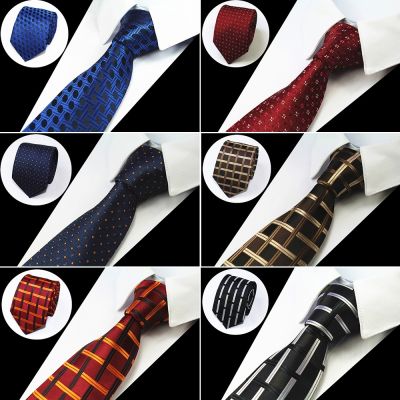 RBOCOTT Fashion Brown Tie Checked amp; Dot amp; Plaid Ties 7cm Tie For Men Suit Business Wedding Party Neckties Blue Tie