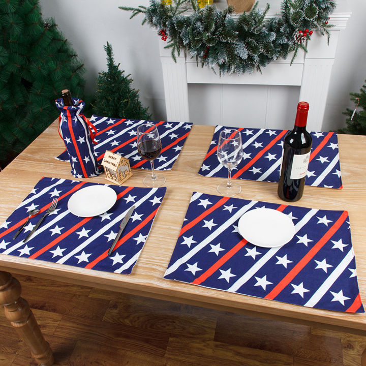 ชุดผ้าปูโต๊ะที่ดินชุดถาดชาร์จผ้าทอสำหรับห้องครัว4วันแผ่นรองจานรับประทานอาหารและบาร์