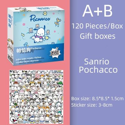 ✴❇ 60/120 Anime Sanrio Stickers Pochacco Waterproof PVC Stickers Stick Goo Ka Kids Gift Set Box Toy Laptop Decorative Aesthetics