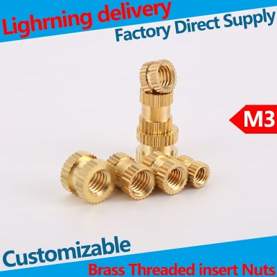 Brass Injection Insert Nut Double Oblique Knurled Copper Nut Knurled Threaded Insert for Plastic Brass Embedded Parts