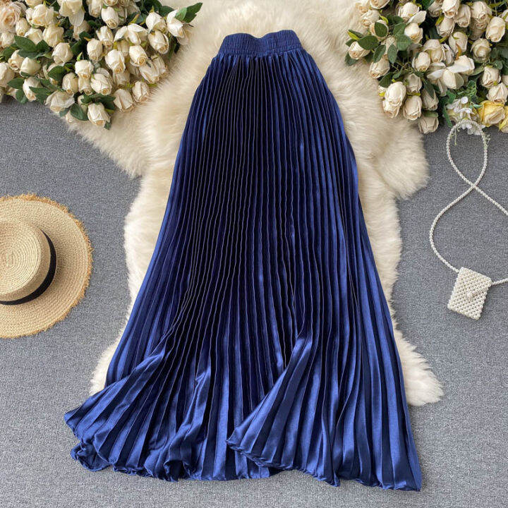 ftlzz-spring-autumn-new-women-casual-solid-pleated-midi-skirt-ladies-high-waist-a-line-slim-high-quality-female-skirt