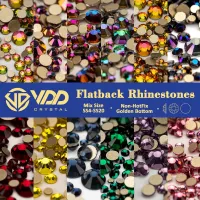 VDD SS4-SS20 Mix Size Clear Crystal Non HotFix Gold FlatBack Rhinestones Decorations DIY Glitter Stones 3D Nail Art Accessories Adhesives Tape