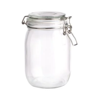 Round glass jar with spring lid - clear